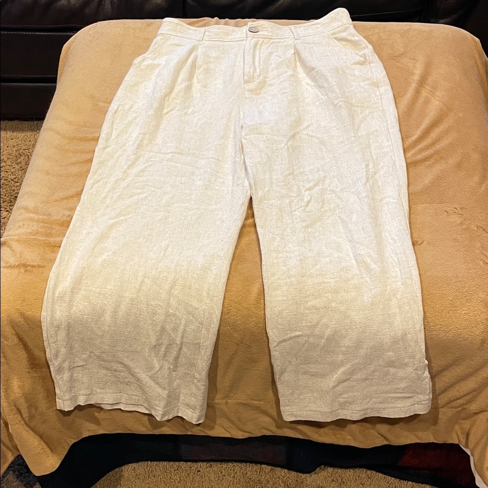 Cream Wide-Leg Pants